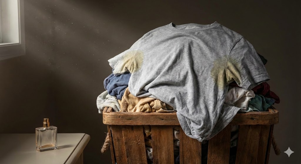 ปัญหากลิ่นอับและแบคทีเรียสะสมบนเสื้อผ้าที่ถูกสวมซ้ำโดยไม่ได้ซัก