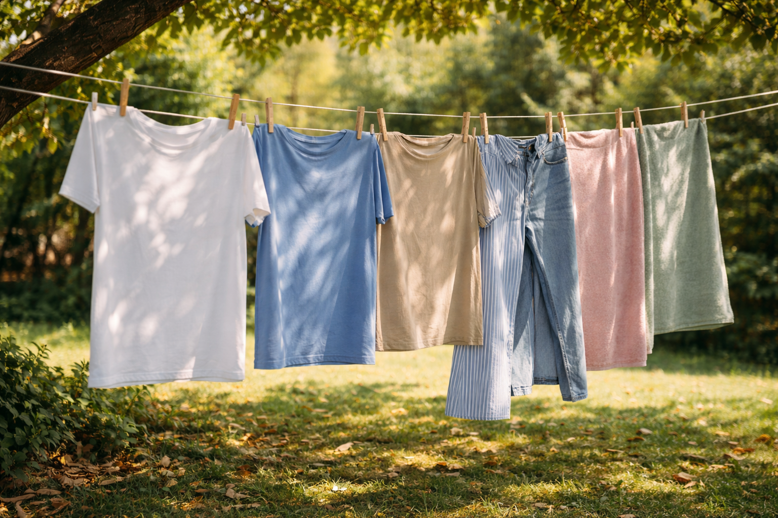 ราวตากผ้าใต้ต้นไม้ เสี่ยงคราบยางไม้และแมลง