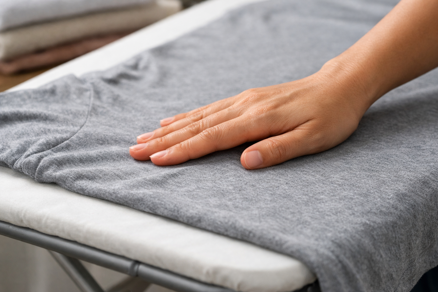 วิธีใช้มือลูบผ้าตอนร้อนจากเครื่องอบ เทคนิคพับผ้าให้เรียบประหยัดเวลารีด