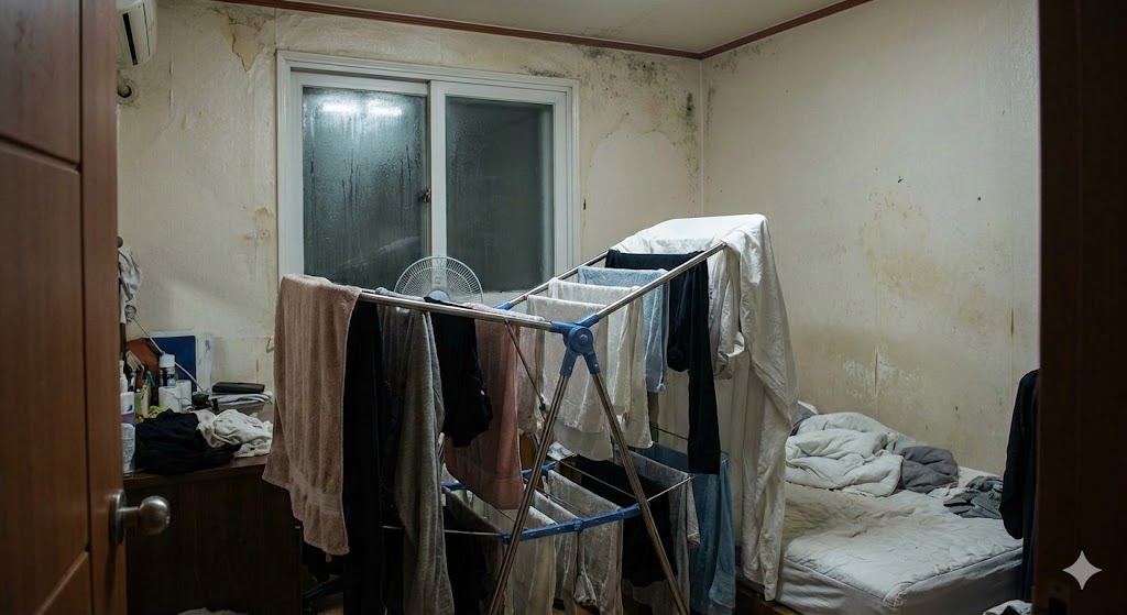 การตากผ้าในห้องนอนหรือคอนโดที่มีพื้นที่จำกัดและระบายอากาศไม่เพียงพอ