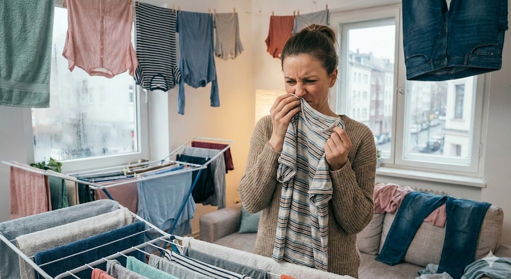 ปัญหากลิ่นอับชื้นจากการตากผ้าในร่มภายในคอนโด