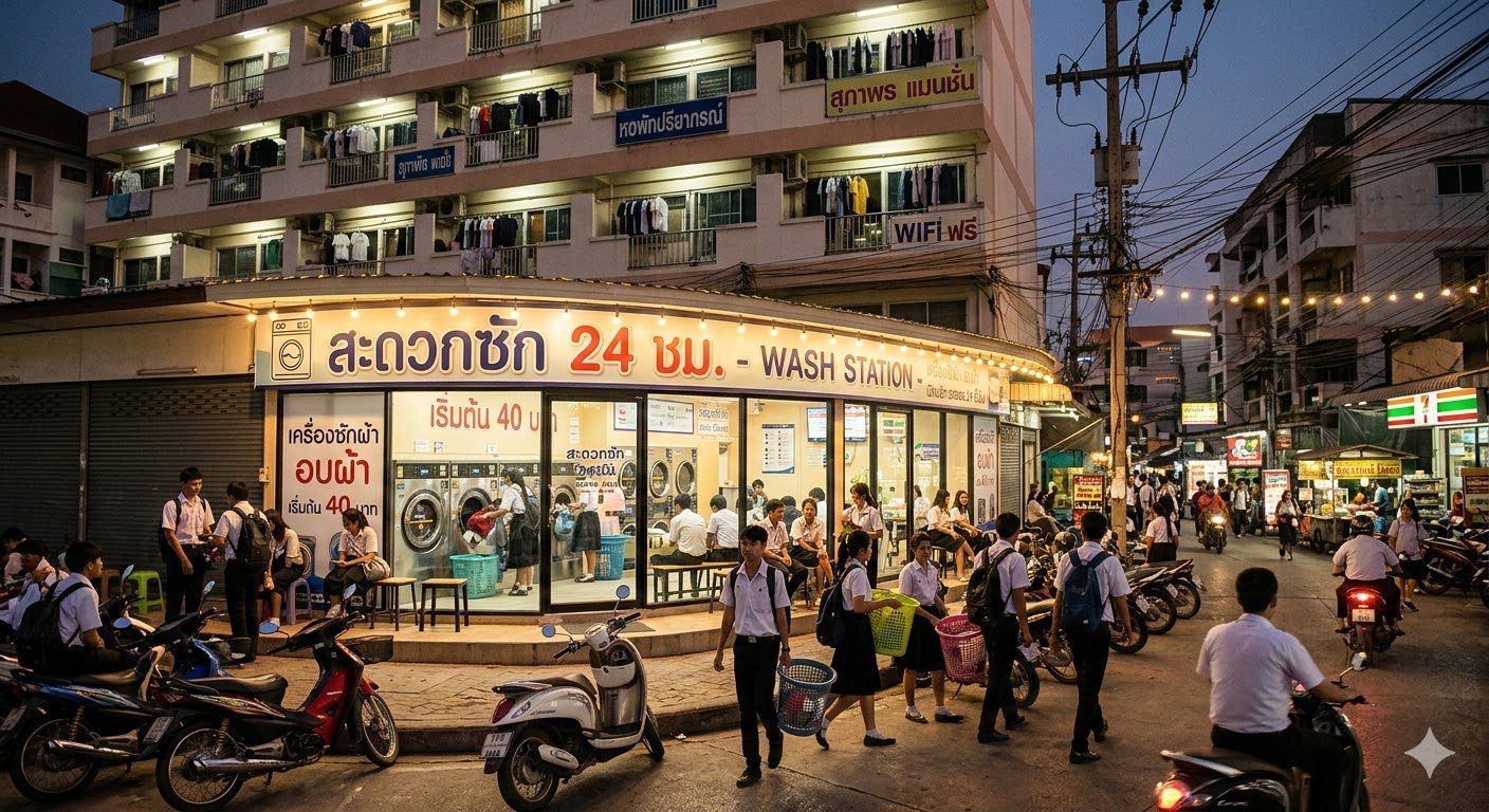 ทำเลเปิดร้านซักผ้า ย่านหอพักนักศึกษา มหาวิทยาลัยราชภัฏอุดรธานี