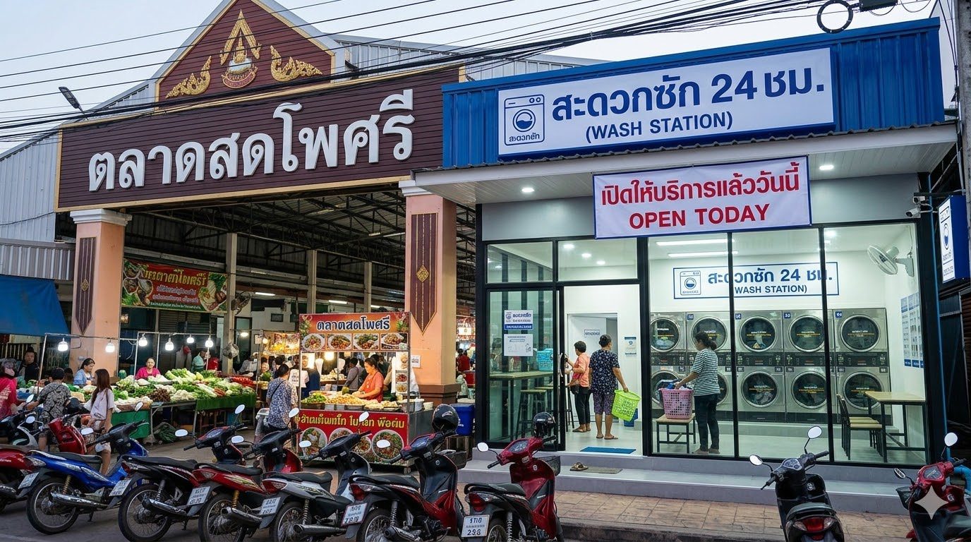 ลงทุนร้านซักผ้า อุดรธานี ในแหล่งชุมชนและตลาดสด