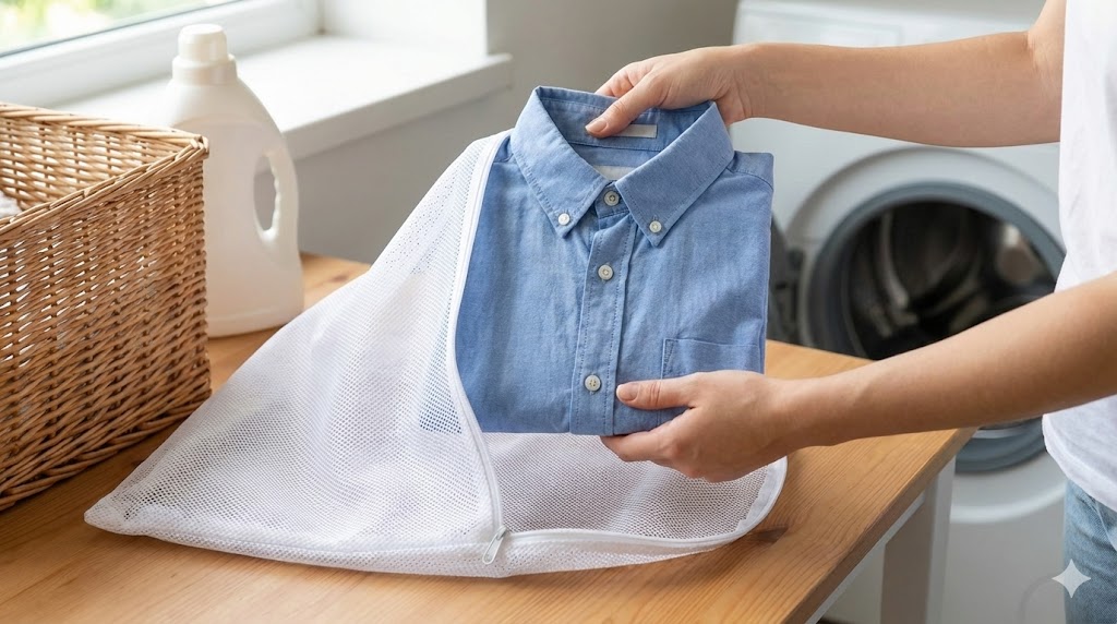 การใช้ถุงถนอมผ้าซักเสื้อเชิ้ต ช่วยยืดอายุการใช้งาน