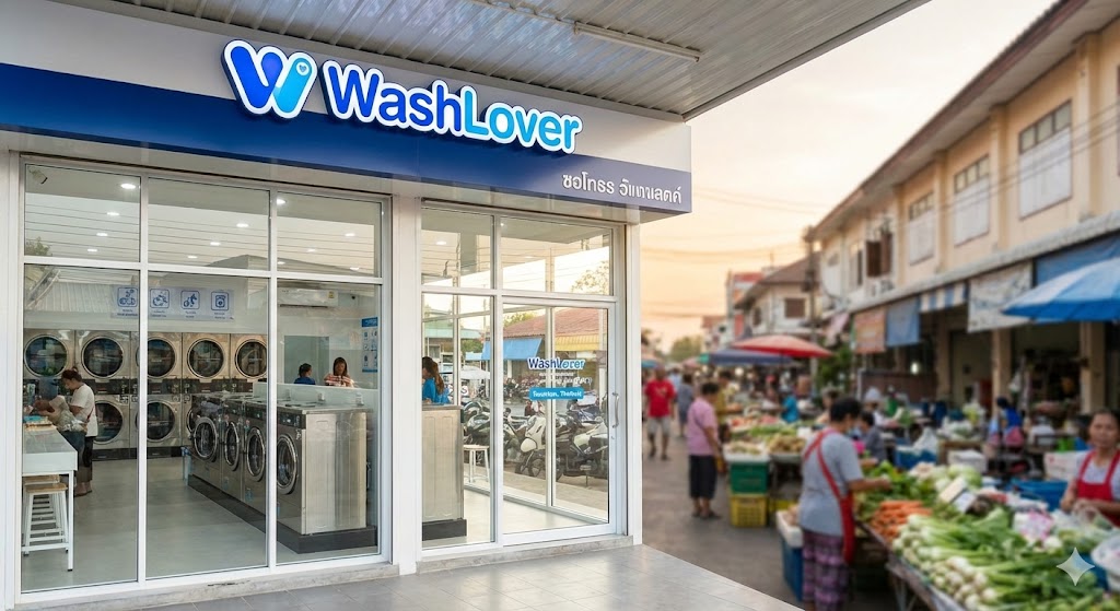 ร้านสะดวกซัก WashLover สาขายโสธร ใกล้แหล่งชุมชนและตลาดสด เดินทางสะดวก