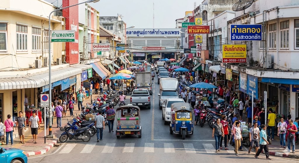 ถนนย่านตลาดศูนย์การค้ากำแพงเพชร ทำเลทองเปิดร้านค้าและร้านสะดวกซัก