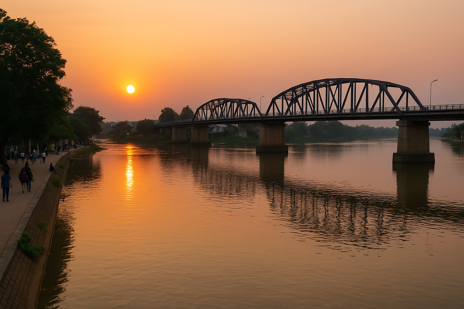 บรรยากาศริมแม่น้ำปิงและกาดนั่งยองคล้องย่าม แหล่งพักผ่อนยอดฮิตในตัวเมืองตาก