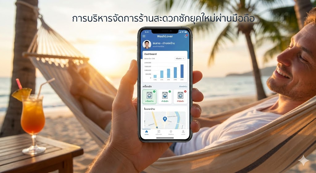 ระบบบริหารจัดการร้านสะดวกซัก WashLover ที่ช่วยให้เจ้าของธุรกิจดูแลร้านได้จากทุกที่