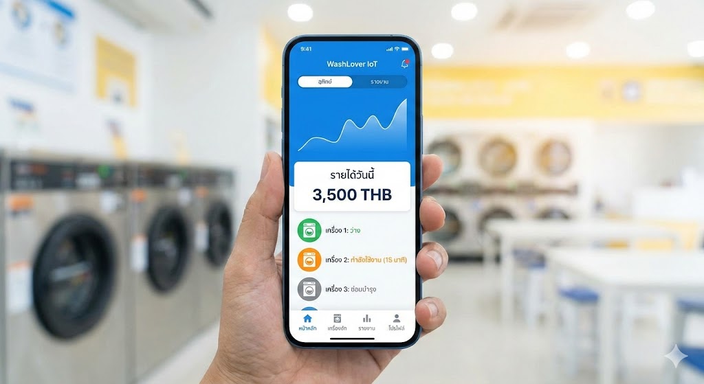 ระบบจัดการร้านซักผ้าผ่านสมาร์ทโฟน WashLover IoT