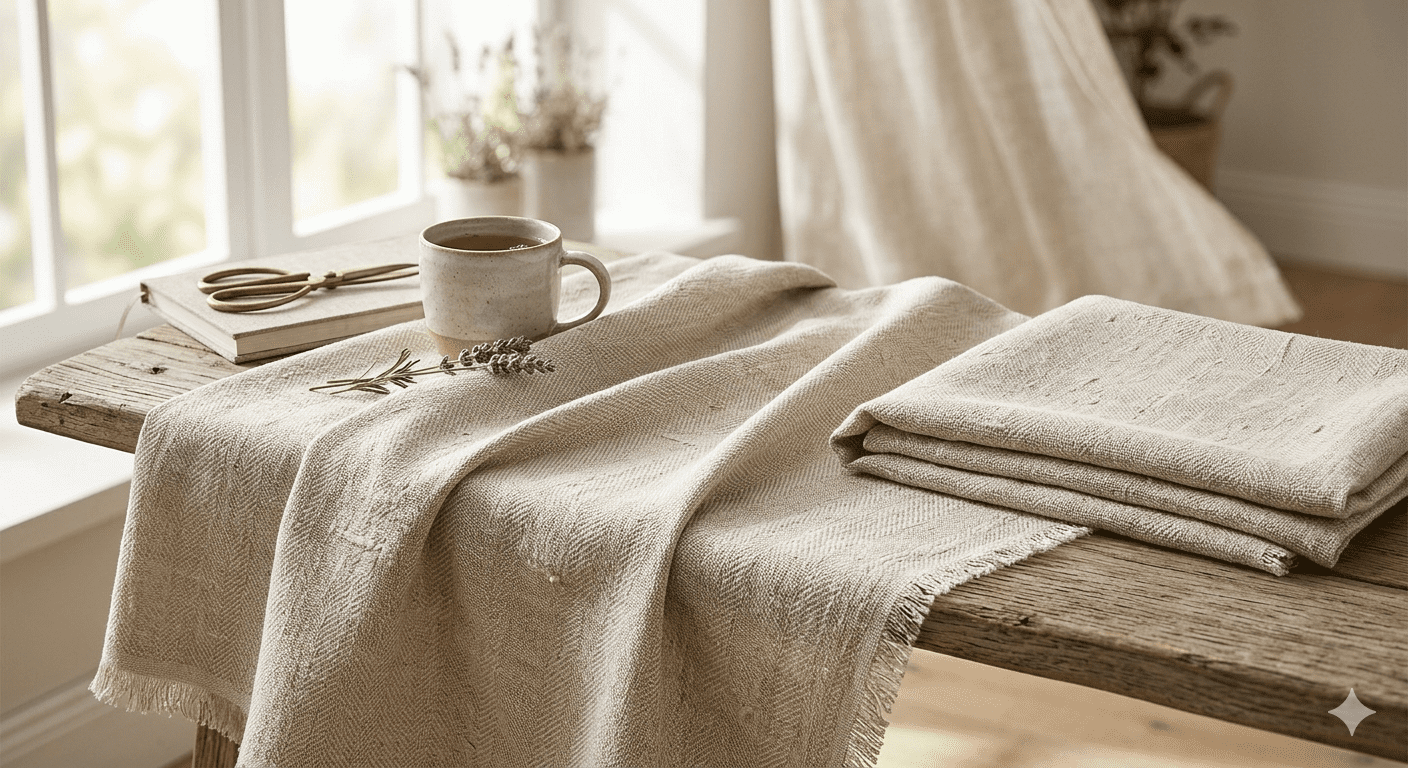 ผ้าลินินผสมฝ้าย (Cotton Linen Blend) เนื้อนุ่มระบายอากาศดีสำหรับงานตัดเย็บ Handmad