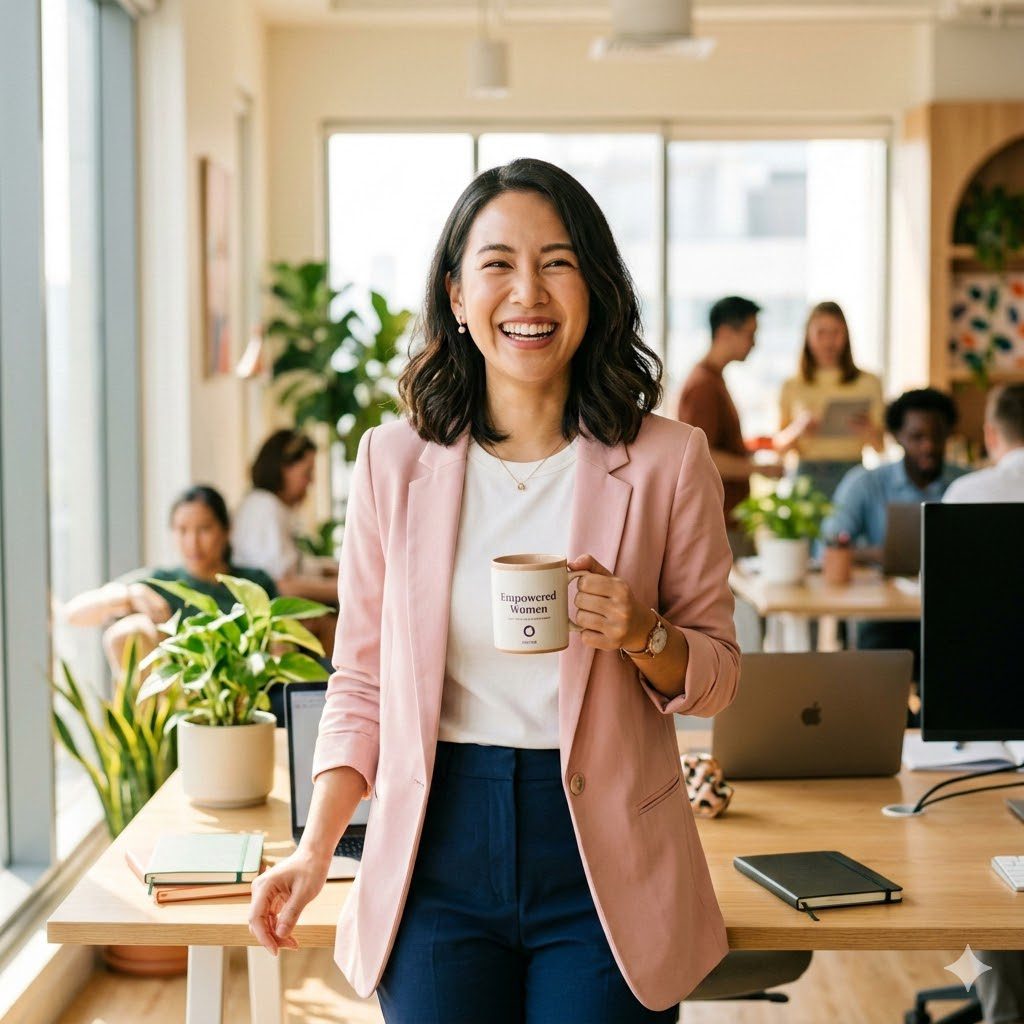 ผู้หญิงยุคใหม่ยิ้มอย่างมั่นใจในวันสตรีสากล 8 มีนาคม