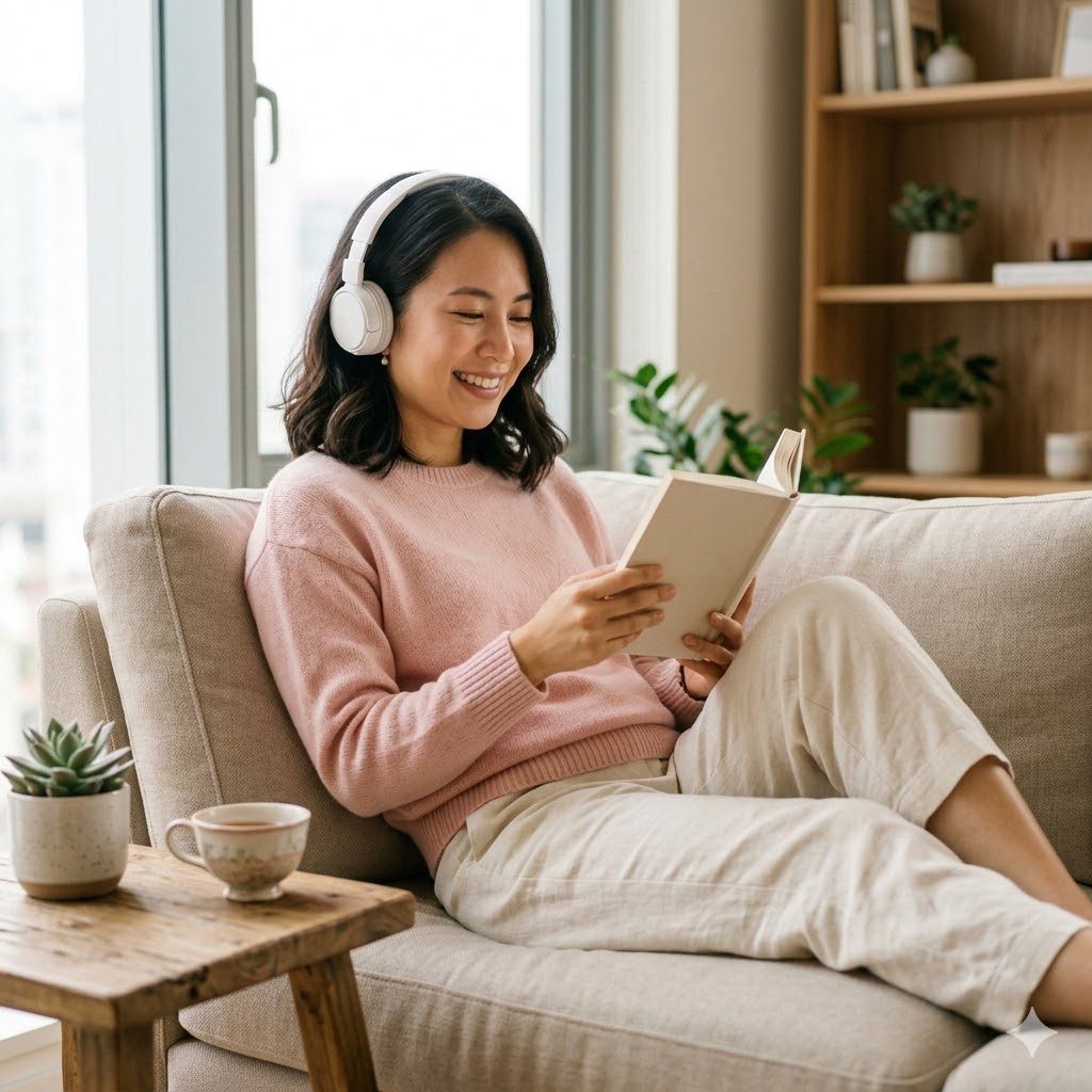 ผู้หญิงใช้เวลาว่างพักผ่อนจากการทำงานบ้านเพื่อดูแลตัวเอง