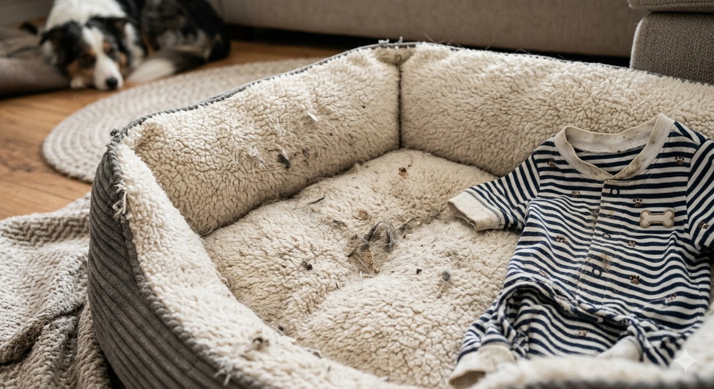 เสื้อผ้าสุนัขและที่นอนสัตว์เลี้ยงที่สะสมฝุ่นและเชื้อโรค