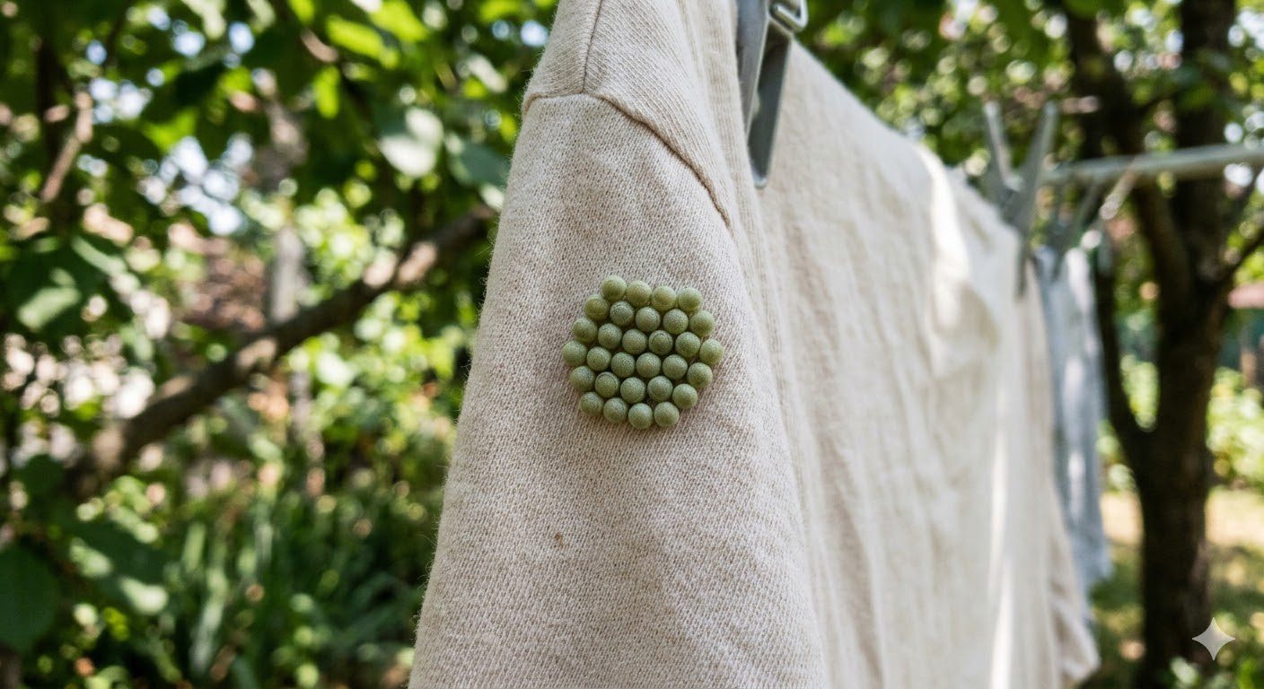 ไข่แมลงสีเขียวเกาะติดเสื้อผ้า สาเหตุจากการตากผ้าใต้ต้นไม้