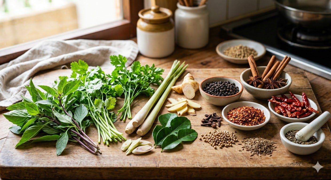 การใช้สมุนไพรและเครื่องเทศเพิ่มกลิ่นรสแทนการปรุงรสจัด